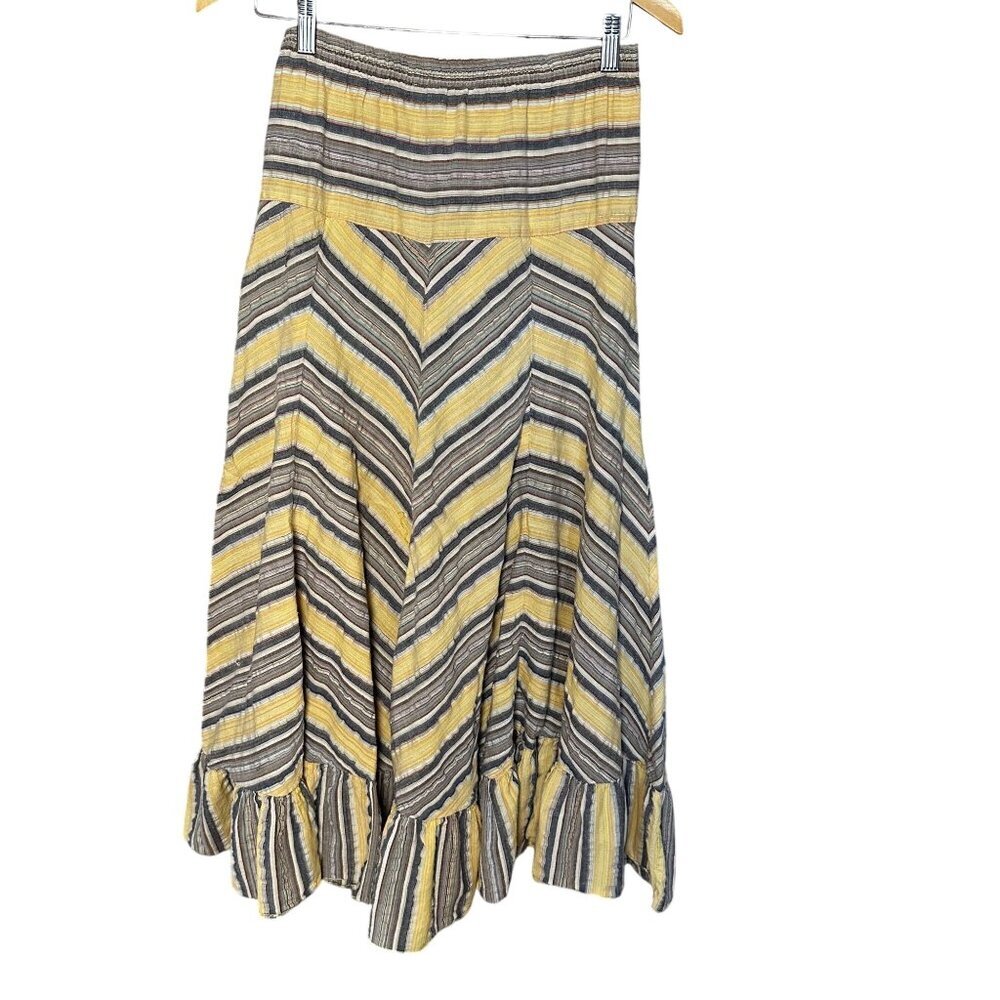 Avatar Stripe Maxi Skirt Large Ruffle Hem Festival Boho Western Southwest